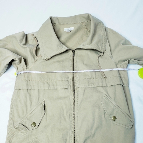 LOFT Lightweight Utility Jacket Khaki Tan Coat Cotton - Picture 5 of 8